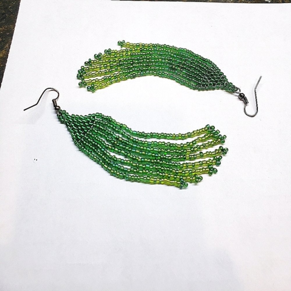 Native Style Beaded Fringe Earrings